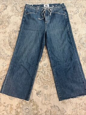 PAIGE Wide-Leg Drawstring Jeans in Indigo Blue